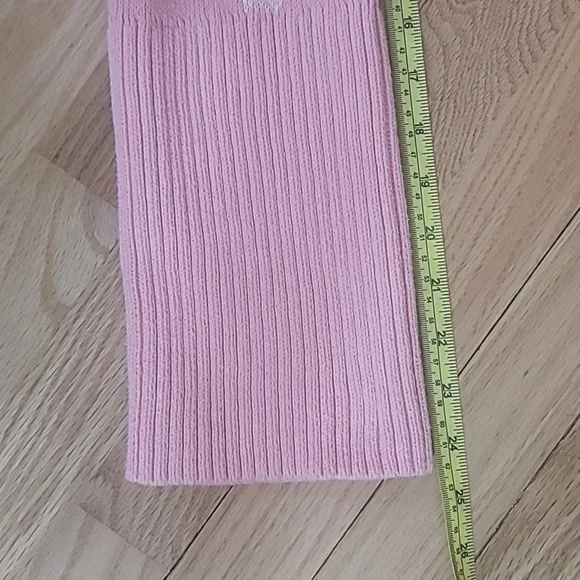 Pink and white mock neck sweater ribbed flare sleeves no tags see measurements - Picture 13 of 14